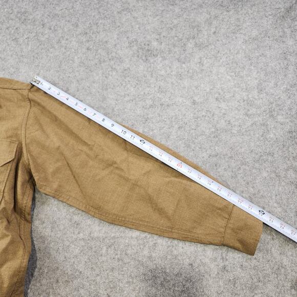 Vintage US Army Wool Shirt Mens 15.5 34 Khaki Button Front Military Uniform 50s - Picture 9 of 16